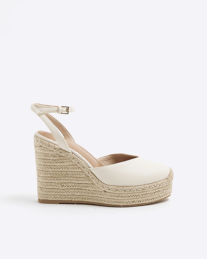 Cream Espadrille Sling Back Wedges