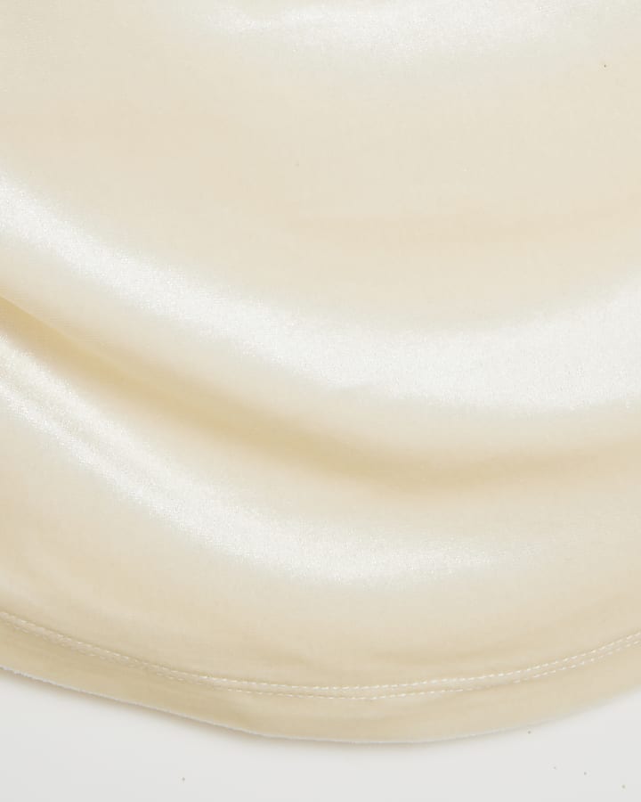 Cream Velvet Ruched Tank Top