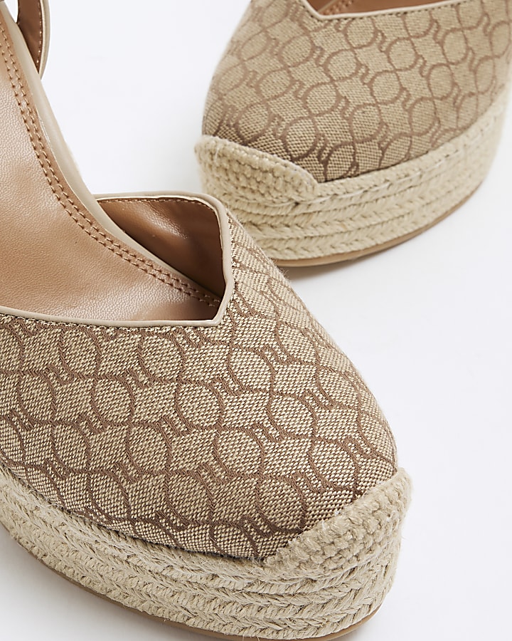 Beige Espadrille Monogram Wedges