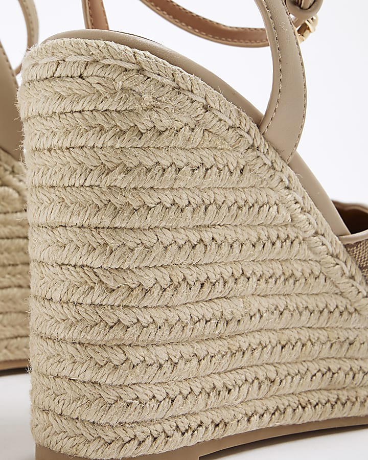 Beige Espadrille Monogram Wedges