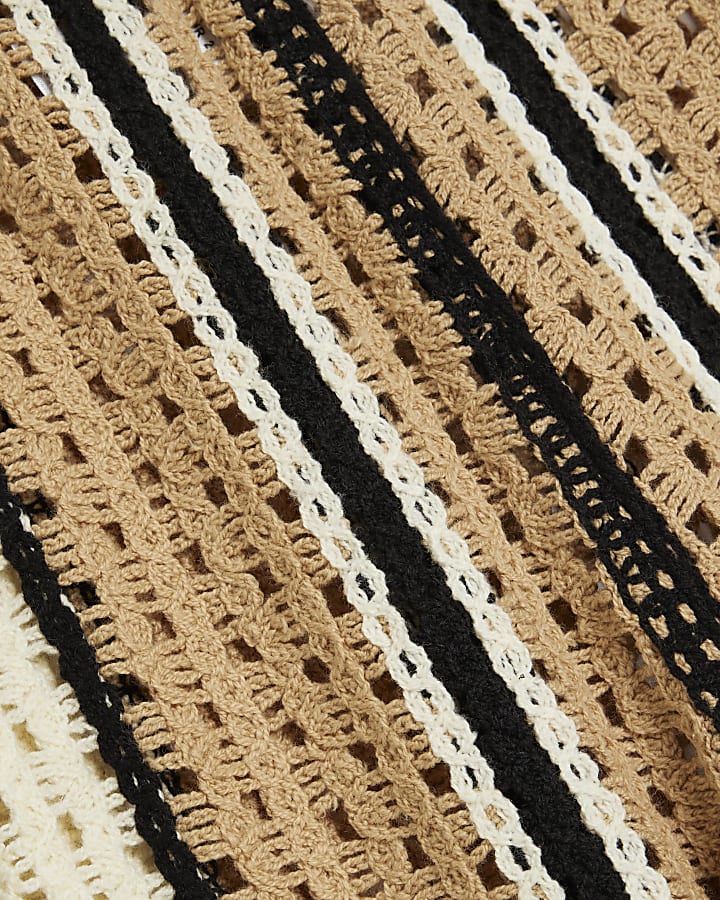 Brown Striped Crochet Trousers