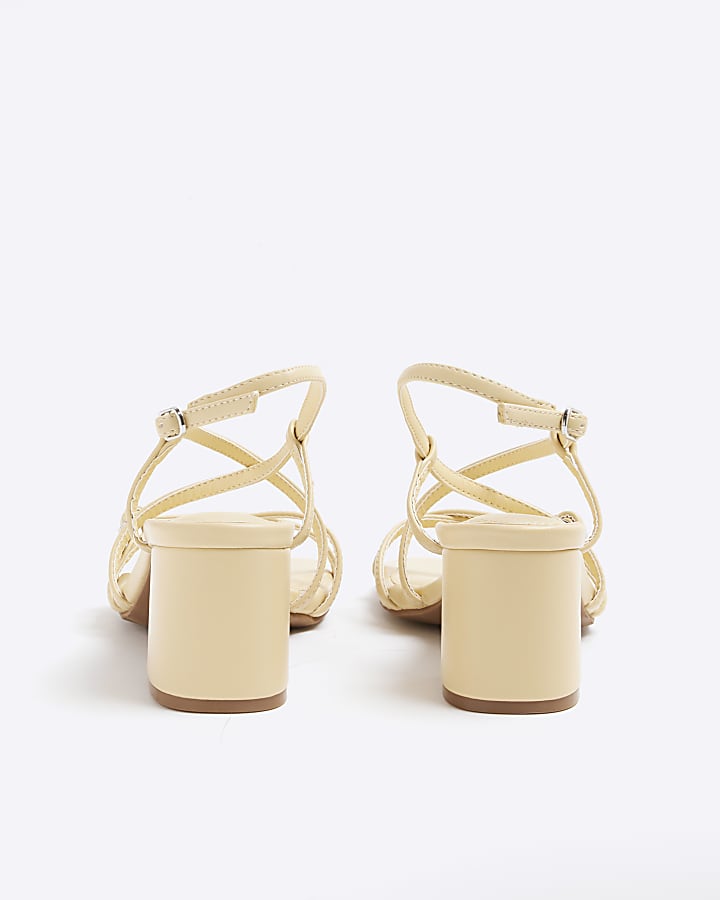 Yellow Strappy Block Heel Sandals