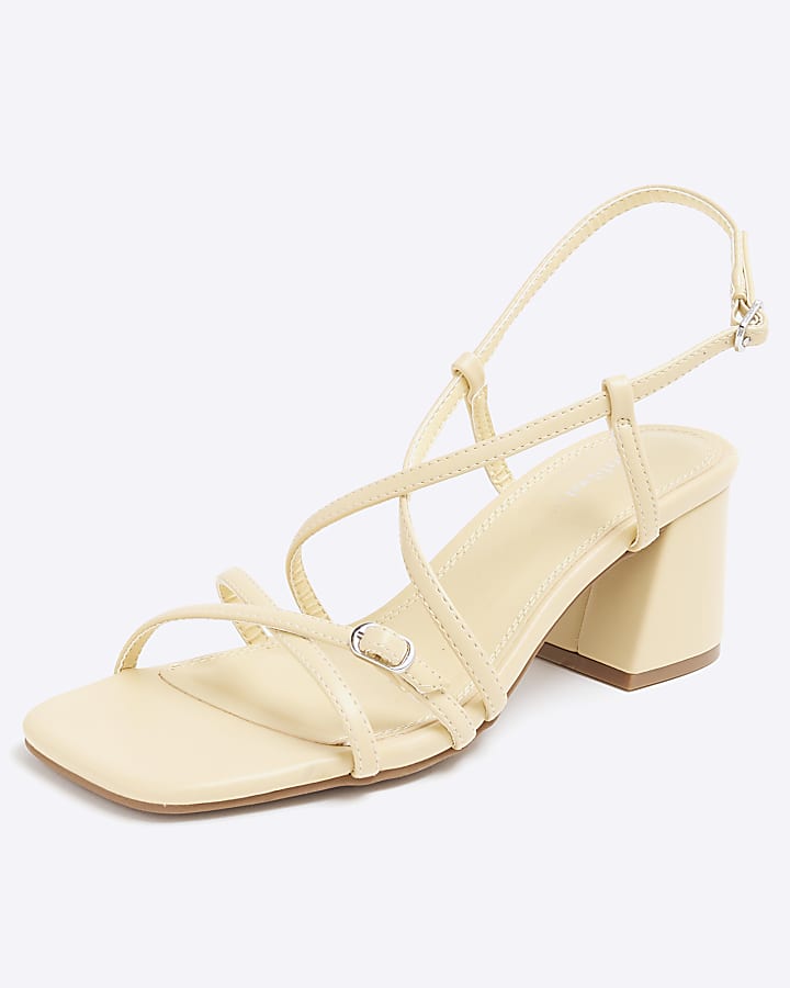 Yellow Strappy Block Heel Sandals