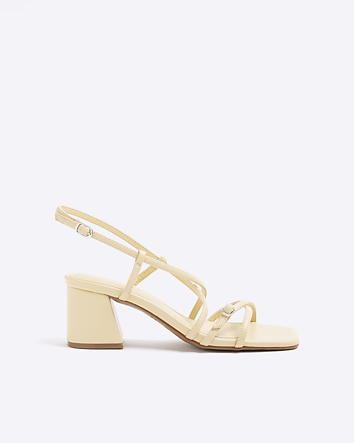 Yellow Strappy Block Heel Sandals