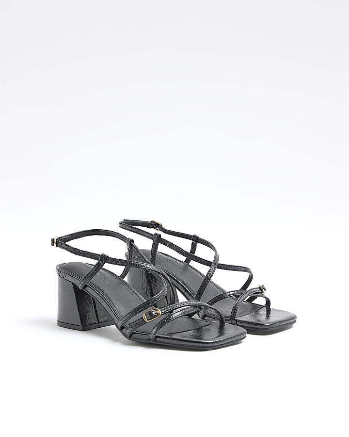 Black Strappy Block Heel Sandals