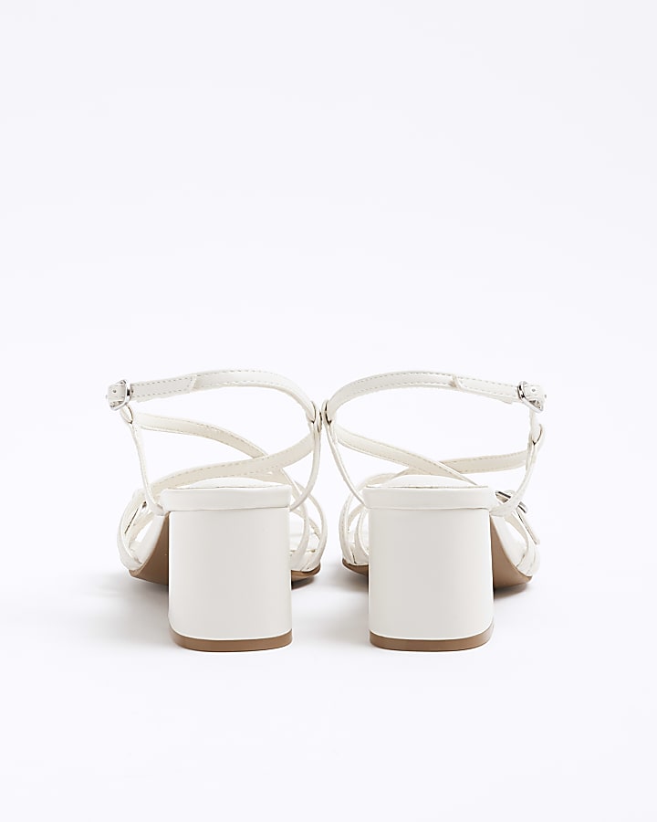 White Strappy Block Heel Sandals