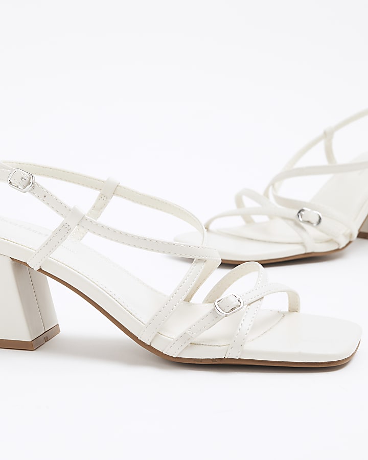 White Strappy Block Heel Sandals