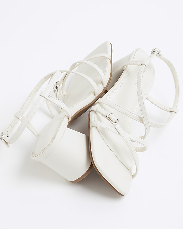 White Strappy Block Heel Sandals