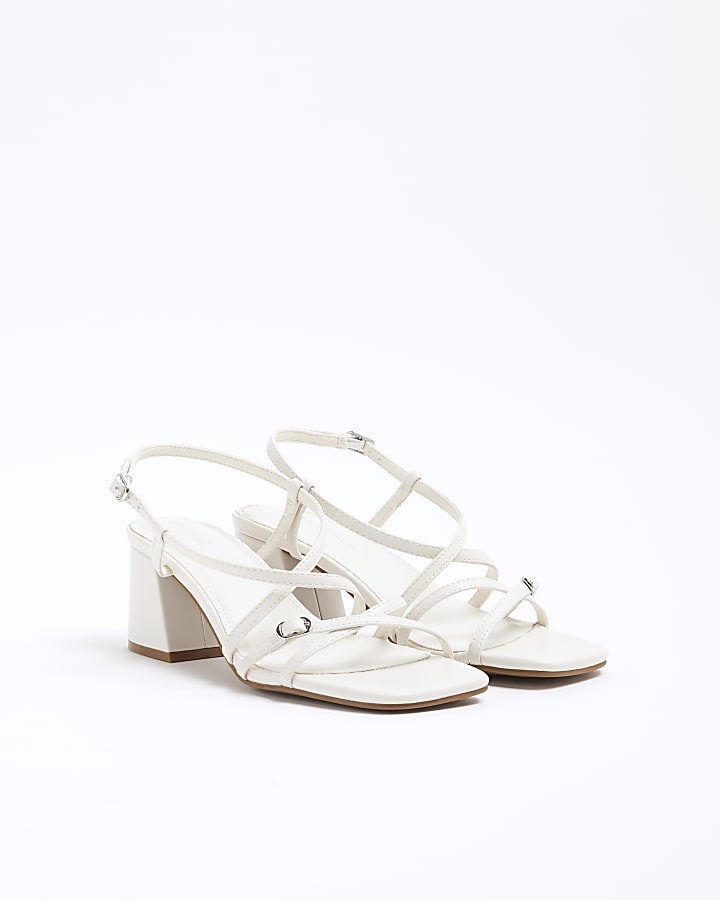 White Strappy Block Heel Sandals