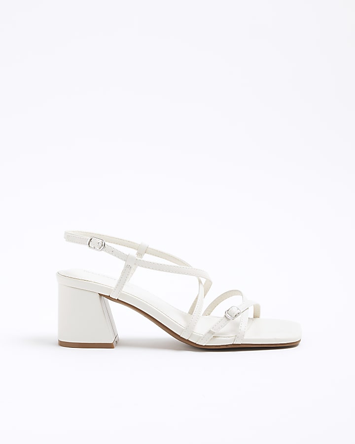 White Strappy Block Heel Sandals