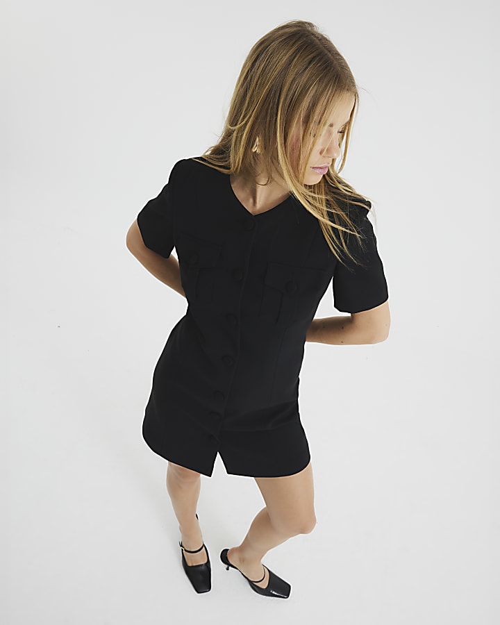 Black Pocketed Mini Dress