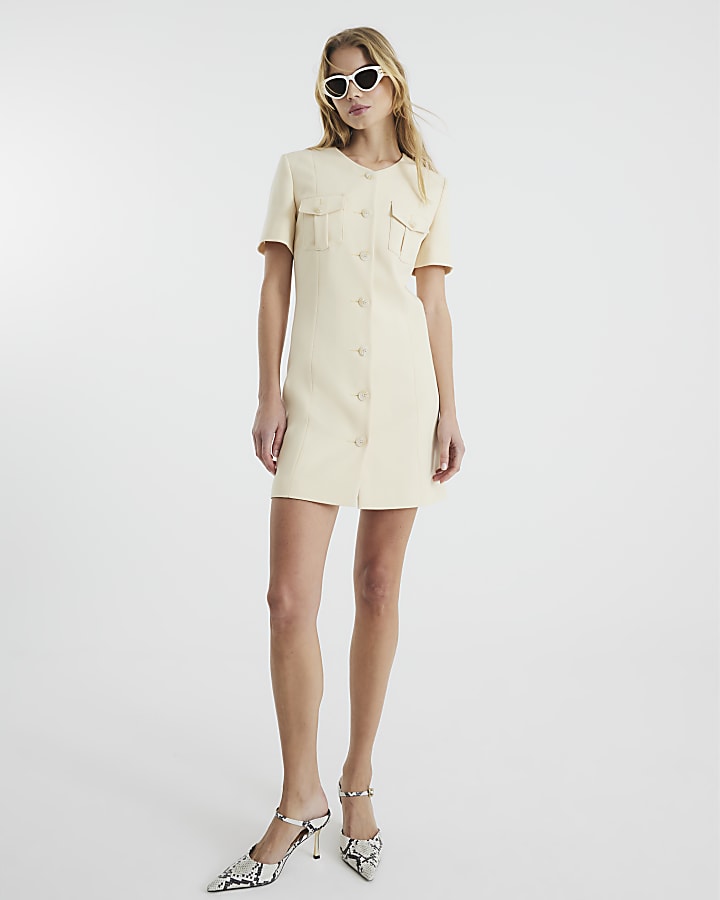 Yellow Pocketed Mini Dress