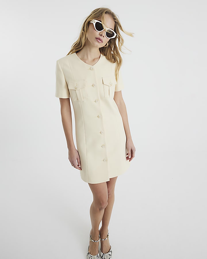 Yellow Pocketed Mini Dress