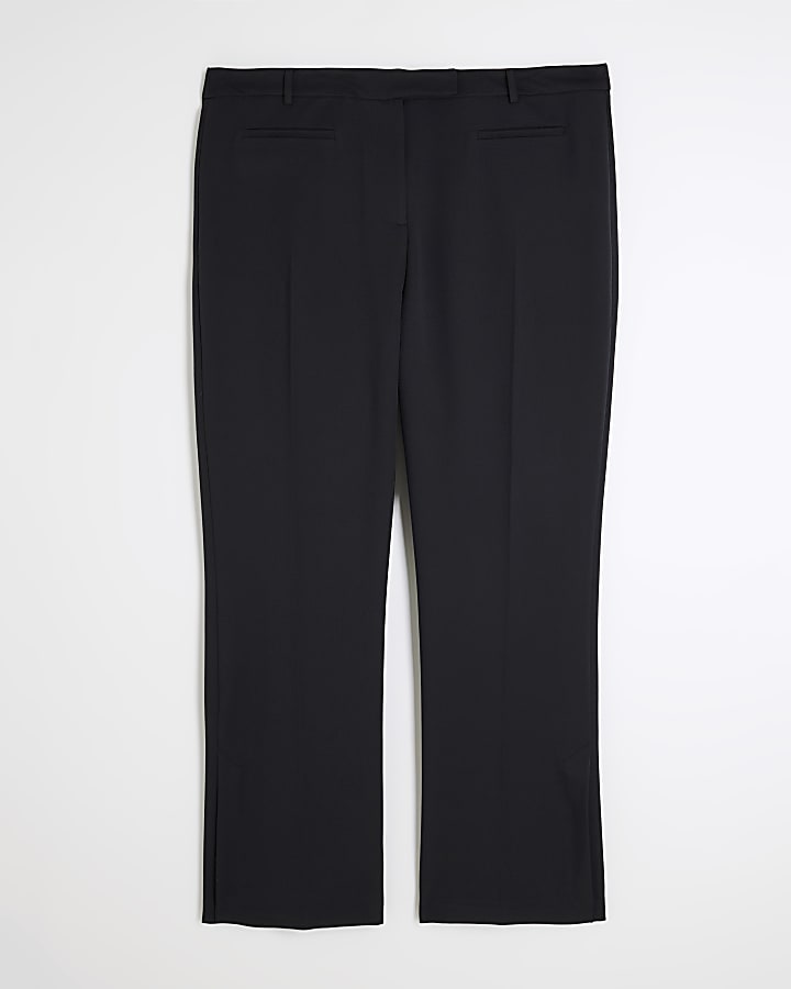 Plus Black Slim Fit Tailored Flared Trousers