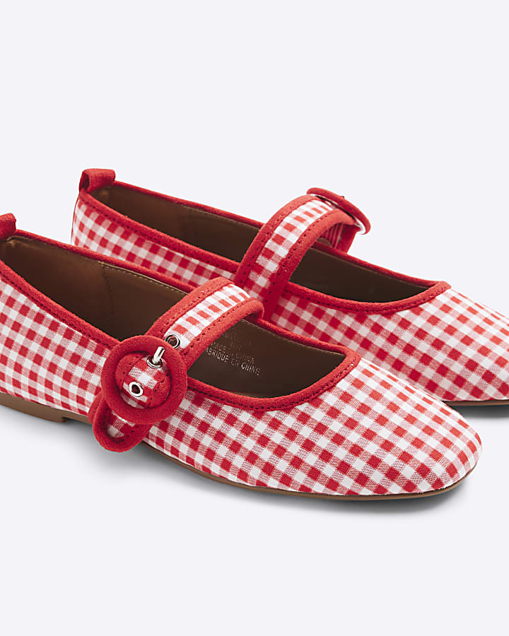 Red Gingham Mary Jane Shoes