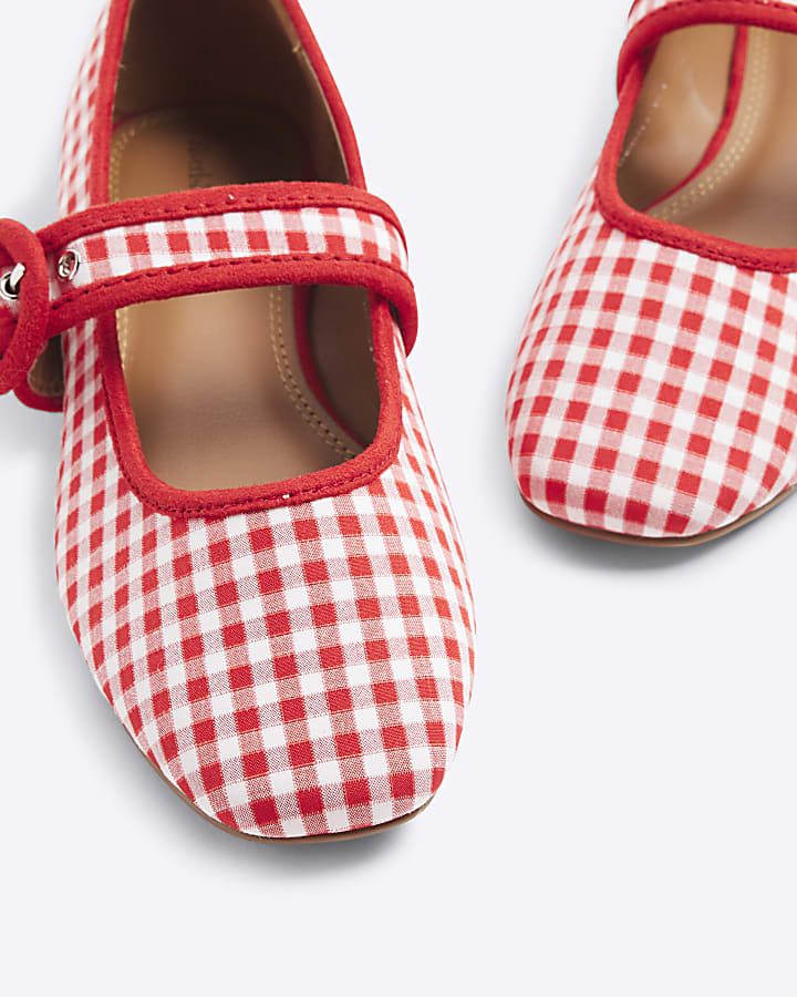 Red Gingham Mary Jane Shoes