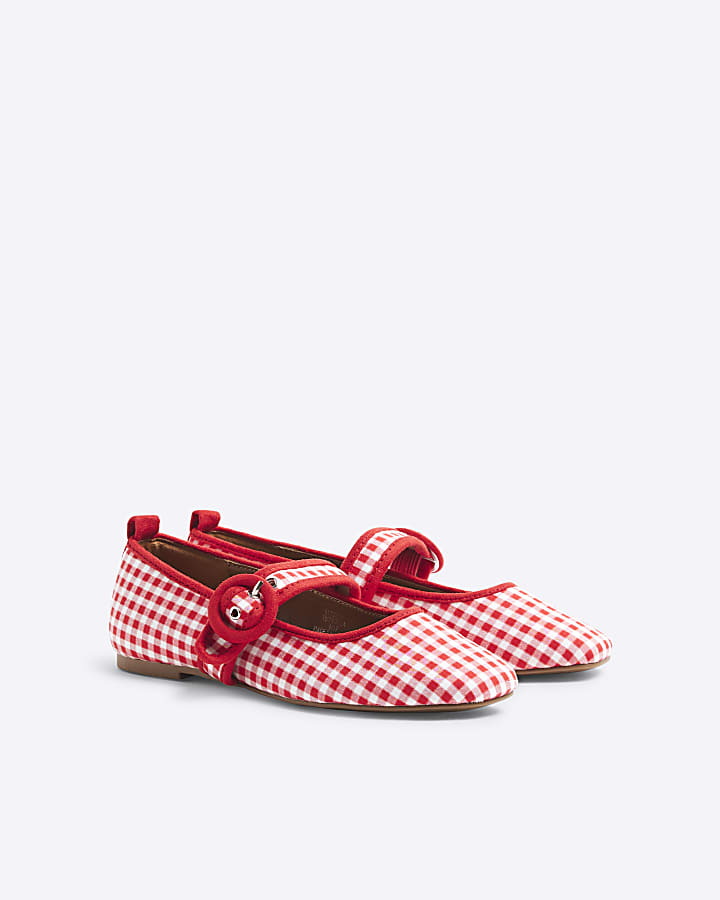 Red Gingham Mary Jane Shoes