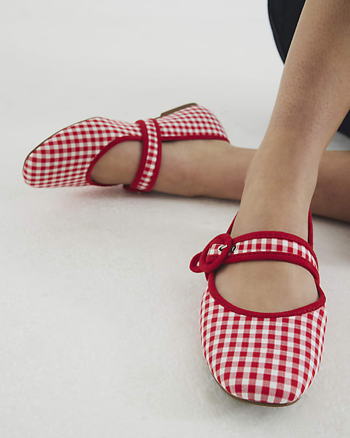 Red Gingham Mary Jane Shoes