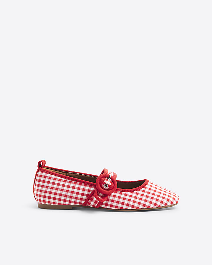 Red Gingham Mary Jane Shoes