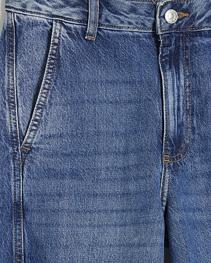 Blue Denim Seamed Barrel Jeans