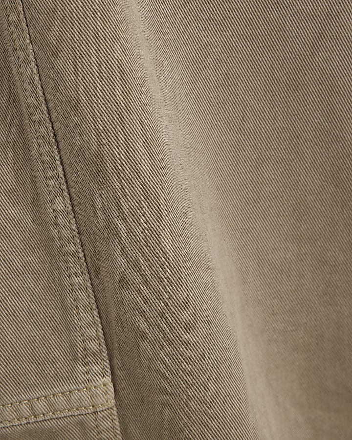 Beige Denim Seamed Barrel Jeans