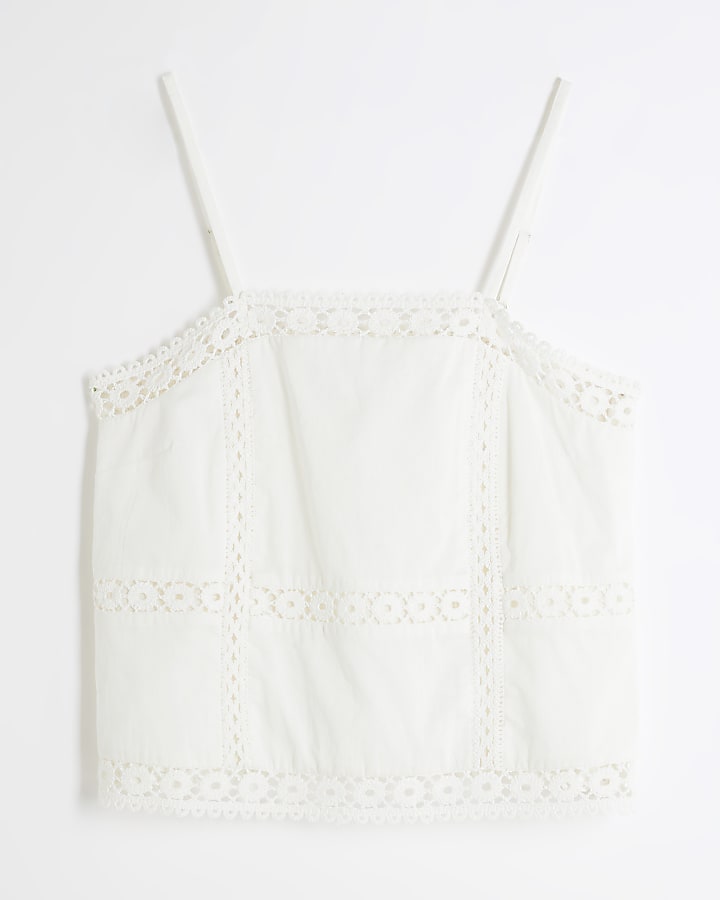 White Lace Insert Cami Top