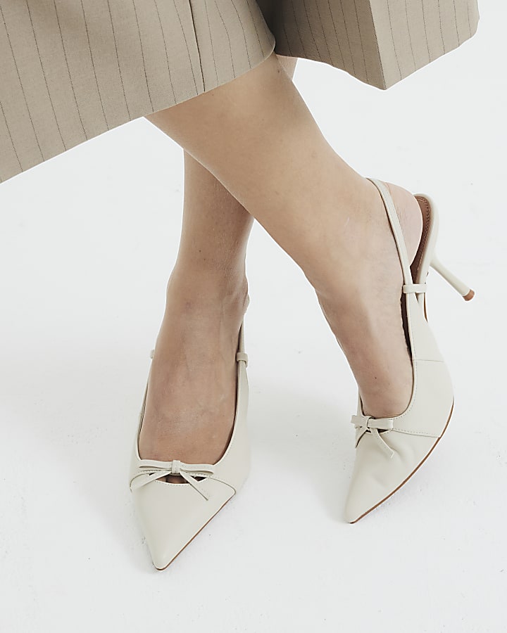 Cream Sling Back Court Shoes