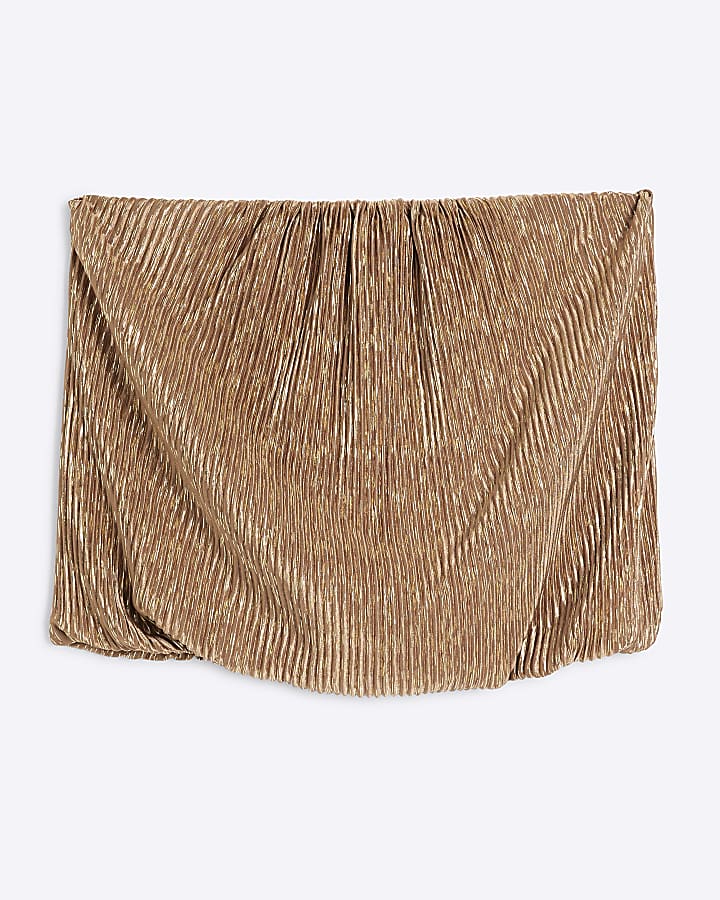 Bronze Sleeveless Plisse Bandeau Top