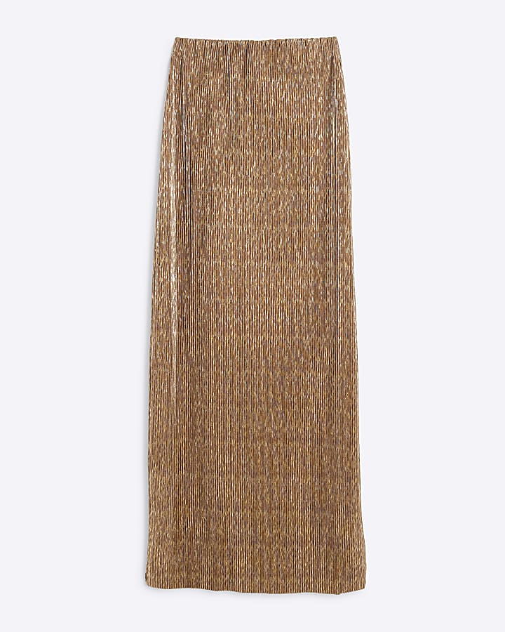 Bronze Plisse Maxi Skirt