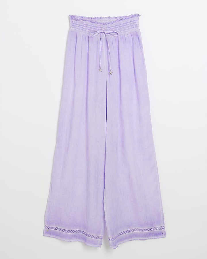 Purple Washed Wide Leg Trousers