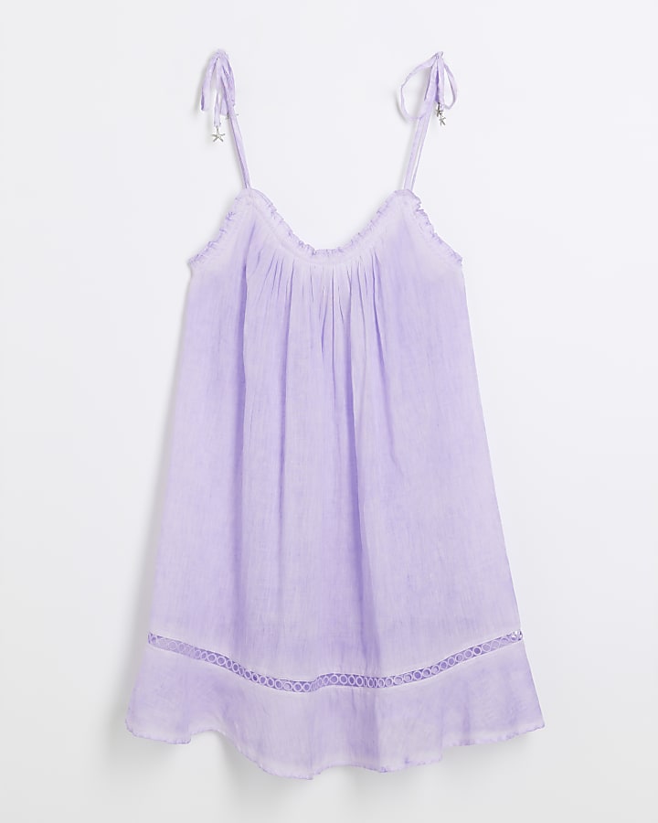 Purple Washed Mini Beach Dress