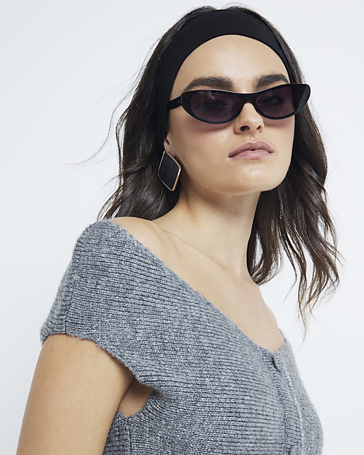 Grey Off Shoulder Knit Bardot Top