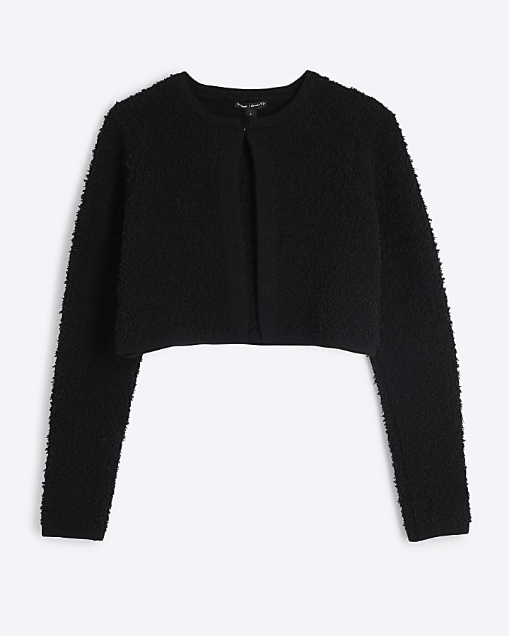 Black Boucle Cardigan