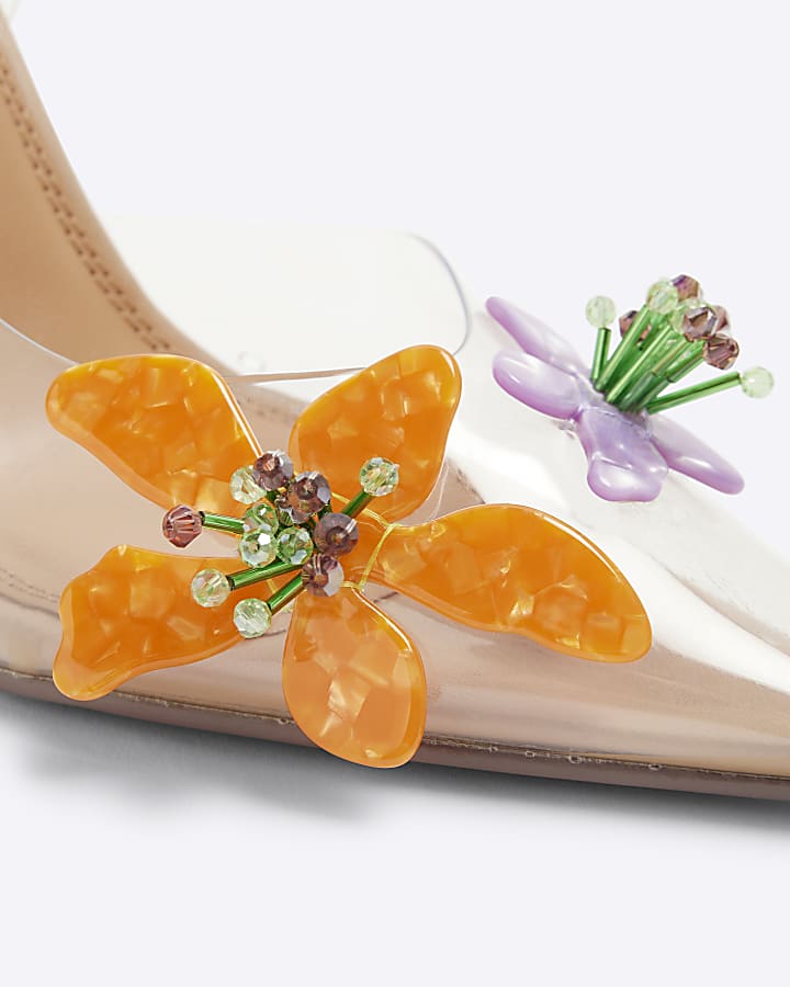 Clear Perspex Flower Court Heels