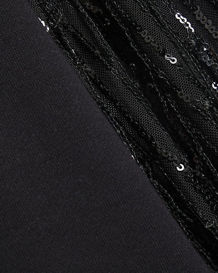 Black Sequin Sweatshirt Dress