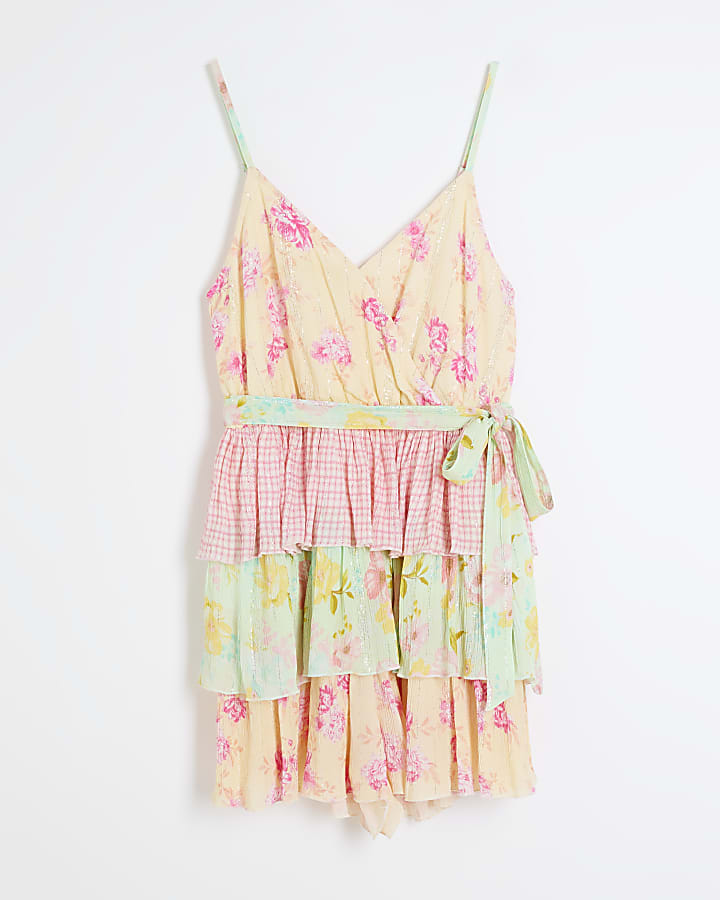 Yellow Print Frill Playsuit