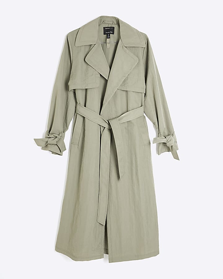 Khaki Relaxed Wrap Trench Coat