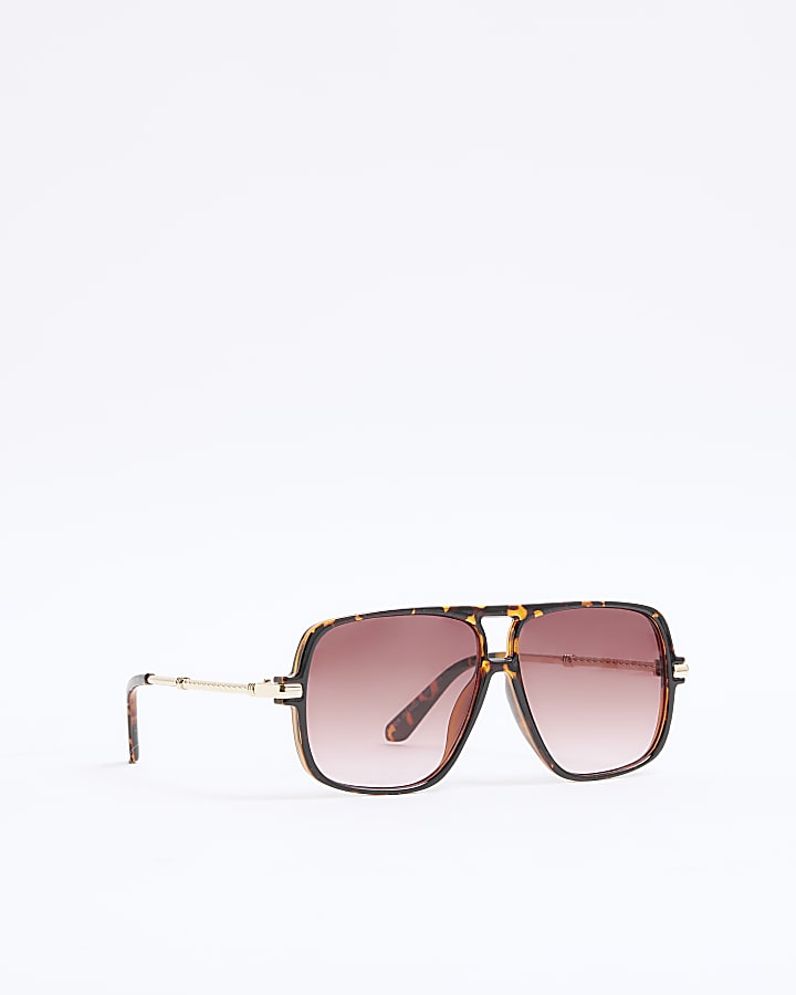 Tortoise Metal Aviator Sunglasses