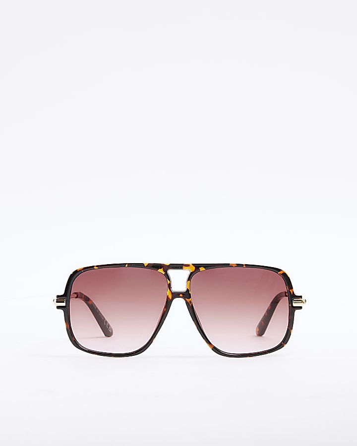 Tortoise Metal Aviator Sunglasses