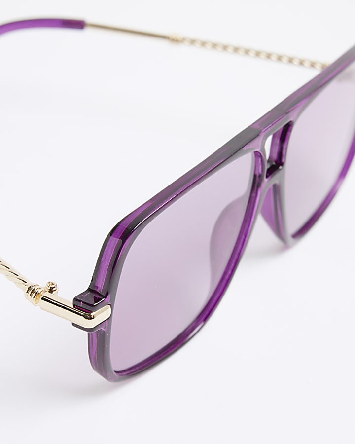 Purple Navigator Metal Sunglasses