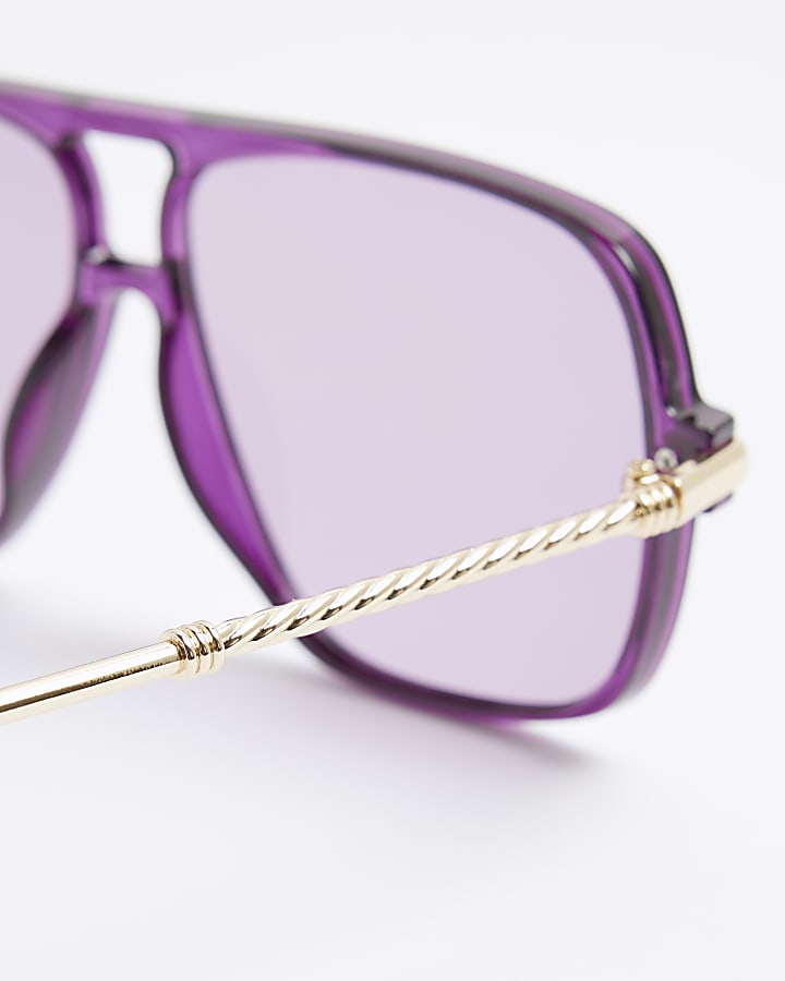 Purple Navigator Metal Sunglasses