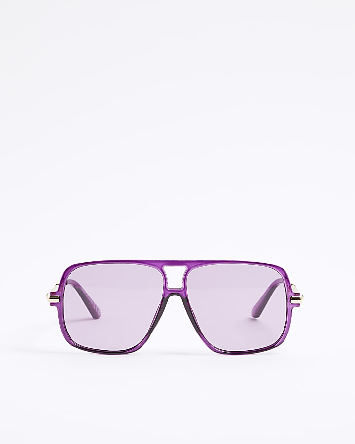 Purple Navigator Metal Sunglasses