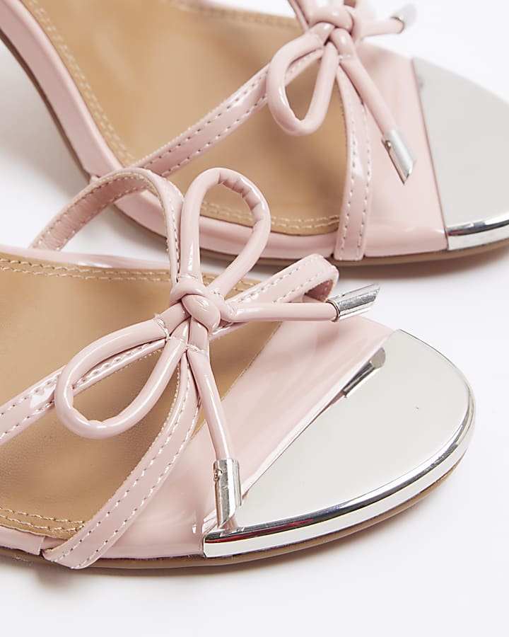 Pink Bow Heeled Sandals