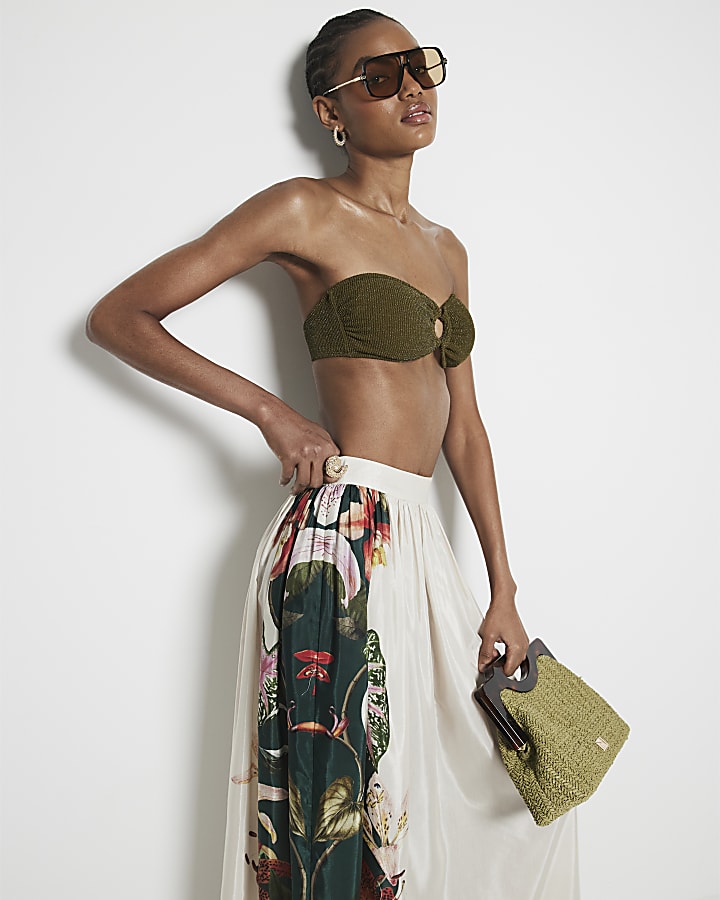 Cream Floral Maxi Skirt