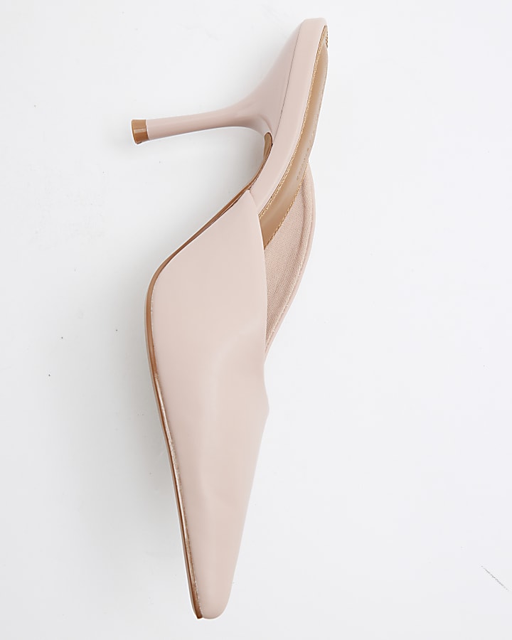 Pink Pointed Mule Heeled Court Shoes