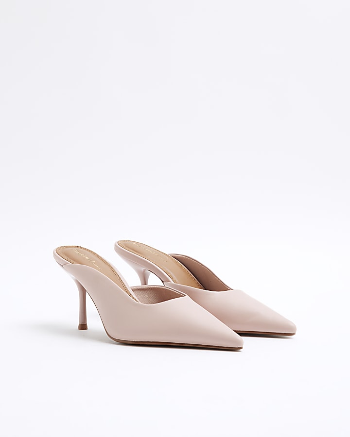 Pink Pointed Mule Heeled Court Shoes