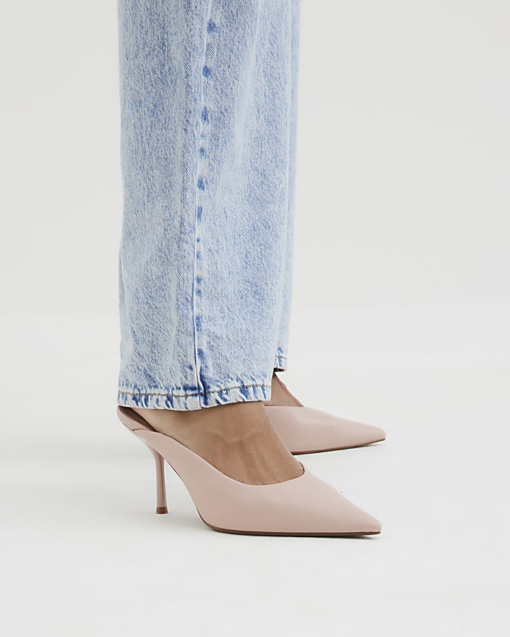 Pink Pointed Mule Heeled Court Shoes