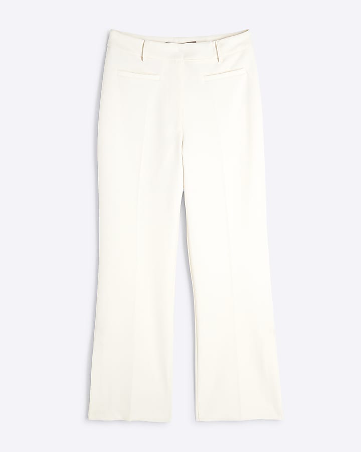 Petite Cream Tailored Flare Trousers