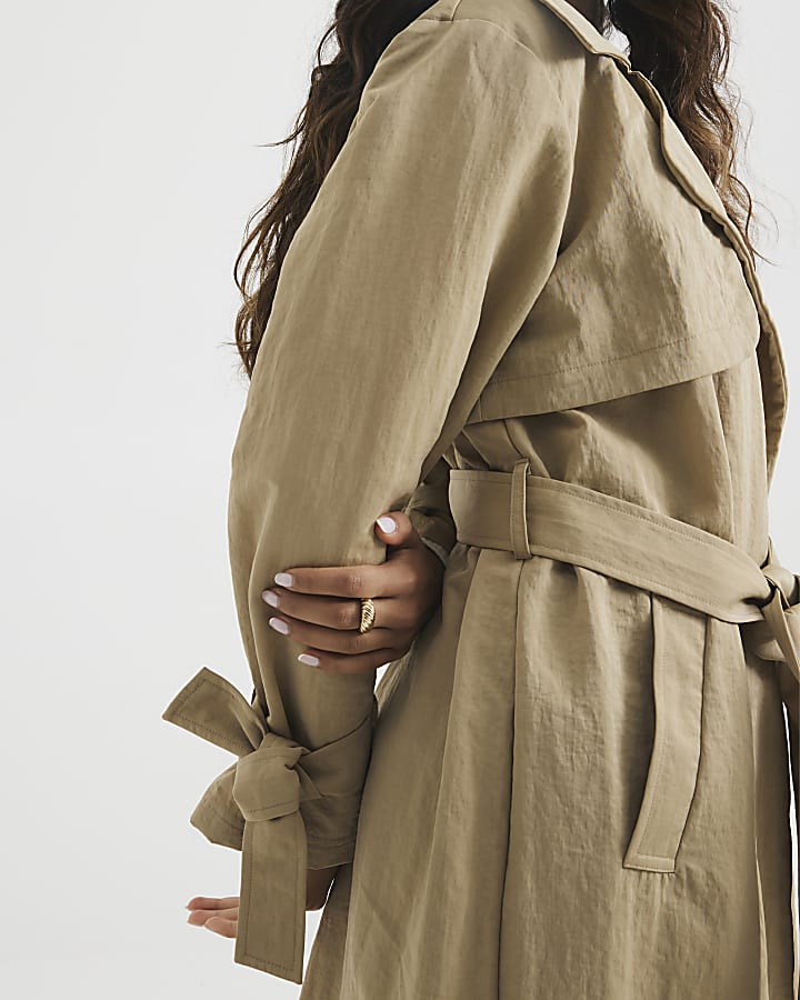 Petite Beige Wrap Trench Coat