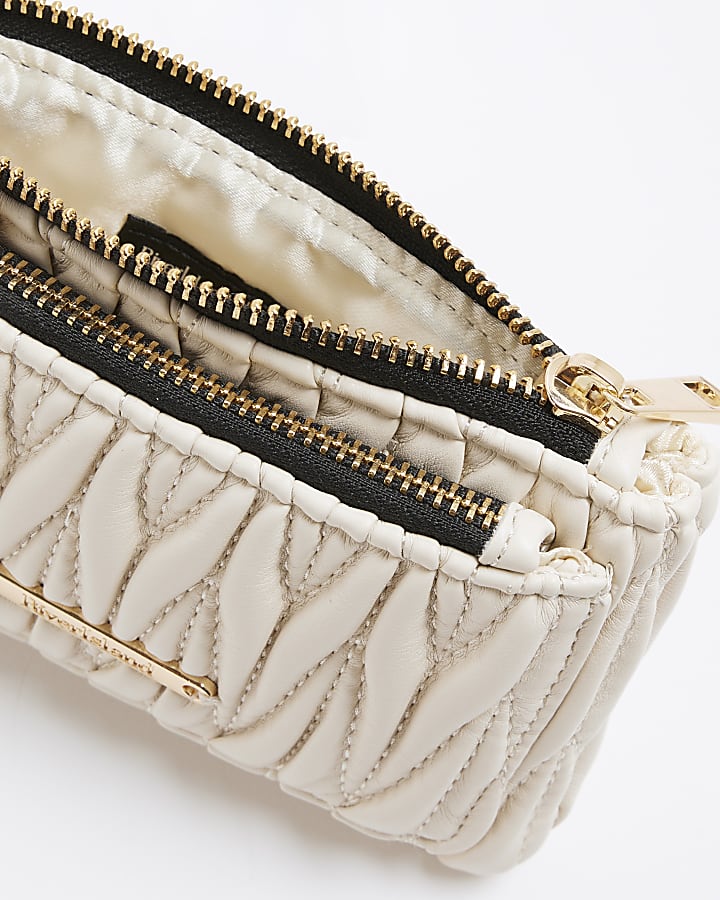 Cream Scrunch Quilted Pouch Purse